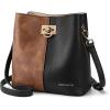 imageBOSTANTEN Crossbody Bucket Shoulder Bags for Women Vegan Leather Purse Cross Body Handbag Multiple PocketsBlack With Brown
