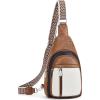 imageBOSTANTEN Sling Bag Cross Body Bag Trendy Leather Crossbody Purse Chest Bag with Adjustable Guitar Strap for TravelBrown With Blackwhite