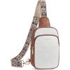 imageBOSTANTEN Sling Bag Quilted Crossbody Bags for Women Cross Body Purse Leather Fanny Pack with Adjustable Guitar StrapAbeige