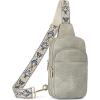 imageBOSTANTEN Sling Bag Quilted Crossbody Bags for Women Cross Body Purse Leather Fanny Pack with Adjustable Guitar StrapAtwilight Grey