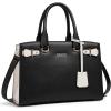 imageBOSTANTEN Women Leather Handbag Designer Satchel Purses Top Handle Shoulder Totes Crossbody BagA03black With White