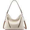 imageBOSTANTEN Women Purse and Handbag Vegan Leather Shoulder Hobo Bags with Multi Pockets and Removable StrapBeige With Brown