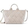 imageBOSTANTEN Woven Tote Bag for Women Top Handle Purses and Handbags Shoulder Crossbody Purse With ZipperLight Grey