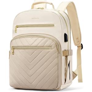 imageBOSTANTEN 156 Inch Laptop Backpack for Women College Teacher Computer Bag Travel Backpack Purse with USB Charging PortBeigeapricot