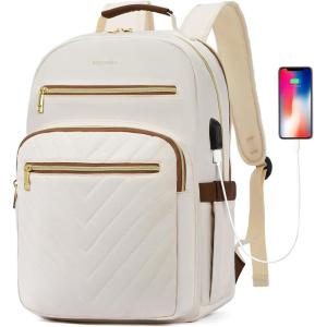 imageBOSTANTEN 156 Inch Laptop Backpack for Women College Teacher Computer Bag Travel Backpack Purse with USB Charging PortBeigebrown