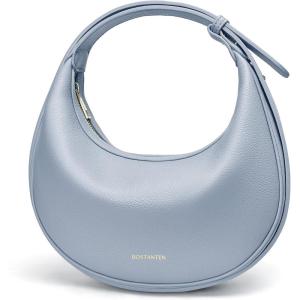 imageBOSTANTEN Crescent Shoulder Bag for Women Trendy Crossbody Hobo Purse Vegan Leather Clutch Handbag Adjustable StrapLight Blue