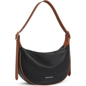 imageBOSTANTEN Purses for Women Small Crossbody Bags Crescent Shoulder Bag Hobo Handbag with Adjustable StrapBlack With Brown