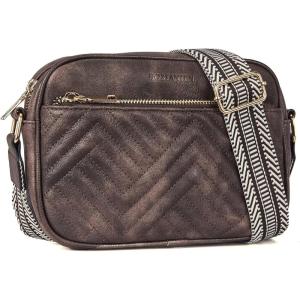 imageBOSTANTEN Quilted Crossbody Bags for Women Vegan Leather Purses Small Shoulder Handbags with Wide StrapCoffee