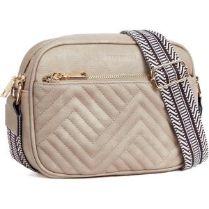 imageBOSTANTEN Quilted Crossbody Bags for Women Vegan Leather Purses Small Shoulder Handbags with Wide StrapGrey