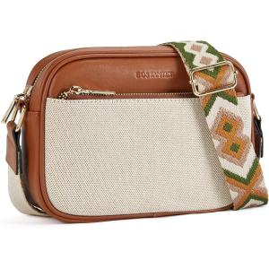 imageBOSTANTEN Quilted Crossbody Bags for Women Vegan Leather Purses Small Shoulder Handbags with Wide StrapPatternbrown