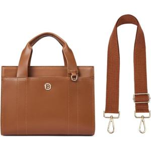 imageBOSTANTEN Small Tote Bag for Women Crossbody Trendy Purses Vegan Leather Satchel Handbags with Shoulder StrapB02brown