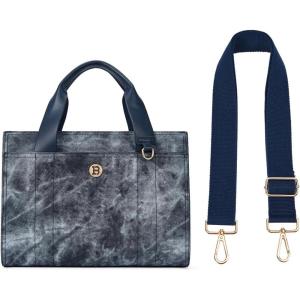 imageBOSTANTEN Small Tote Bag for Women Crossbody Trendy Purses Vegan Leather Satchel Handbags with Shoulder StrapB03denim Blue