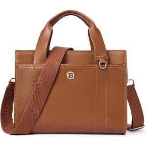 imageBOSTANTEN Small Tote Bag for Women Crossbody Trendy Purses Vegan Leather Satchel Handbags with Shoulder StrapBrown