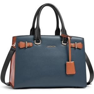 imageBOSTANTEN Women Leather Handbag Designer Satchel Purses Top Handle Shoulder Totes Crossbody BagA02blue With Brown