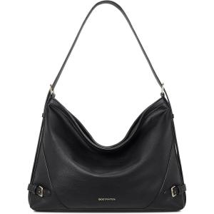 imageBOSTANTEN Women Purse and Handbag Vegan Leather Shoulder Hobo Bags with Multi Pockets and Removable StrapBblack