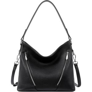 imageBOSTANTEN Women Purse and Handbag Vegan Leather Shoulder Hobo Bags with Multi Pockets and Removable StrapBlack