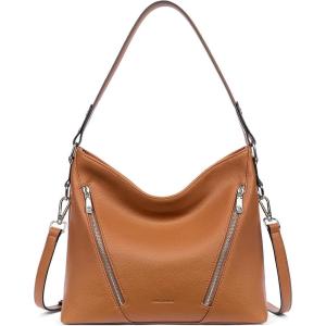 imageBOSTANTEN Women Purse and Handbag Vegan Leather Shoulder Hobo Bags with Multi Pockets and Removable StrapBrown