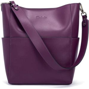 imageBOSTANTEN Womens Leather Designer Handbags Tote Purses Shoulder Bucket BagsA05purple
