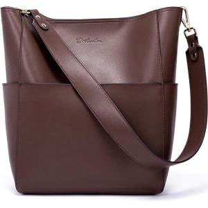 imageBOSTANTEN Womens Leather Designer Handbags Tote Purses Shoulder Bucket BagsA08coffee