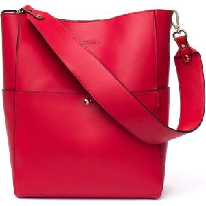 imageBOSTANTEN Womens Leather Designer Handbags Tote Purses Shoulder Bucket BagsA09red