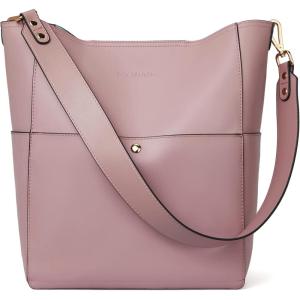 imageBOSTANTEN Womens Leather Designer Handbags Tote Purses Shoulder Bucket BagsA12taro Pink