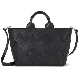 imageBOSTANTEN Woven Tote Bag for Women Top Handle Purses and Handbags Shoulder Crossbody Purse With ZipperBlack