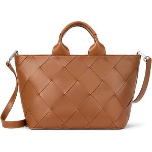imageBOSTANTEN Woven Tote Bag for Women Top Handle Purses and Handbags Shoulder Crossbody Purse With ZipperBrown