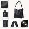 imageBOSTANTEN Bucket Bag Vegan Leather Shoulder Purses for Women Trendy Adjustable StrapBlack