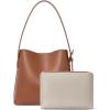 imageBOSTANTEN Bucket Bag Vegan Leather Shoulder Purses for Women Trendy Adjustable StrapBrown