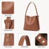 imageBOSTANTEN Bucket Bag Vegan Leather Shoulder Purses for Women Trendy Adjustable StrapBrown