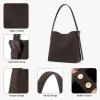 imageBOSTANTEN Bucket Bag Vegan Leather Shoulder Purses for Women Trendy Adjustable StrapCoffee