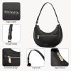 imageBOSTANTEN Crescent Shoulder Bag for Women Vegan Leather Purses Quilted Handbag with Zip PocketA01black