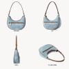 imageBOSTANTEN Crescent Shoulder Bag for Women Vegan Leather Purses Quilted Handbag with Zip PocketA01denim Blue