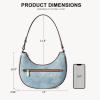 imageBOSTANTEN Crescent Shoulder Bag for Women Vegan Leather Purses Quilted Handbag with Zip PocketA01denim Blue