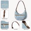 imageBOSTANTEN Crescent Shoulder Bag for Women Vegan Leather Purses Quilted Handbag with Zip PocketA01denim Blue