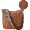 imageBOSTANTEN Crossbody Bags for Women Trendy Vegan Leather Hobo Purses Shoulder Handbags With Wide Shoulder StrapA01brown