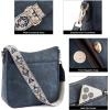 imageBOSTANTEN Crossbody Bags for Women Trendy Vegan Leather Hobo Purses Shoulder Handbags With Wide Shoulder StrapA04navy Blue