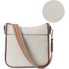 imageBOSTANTEN Crossbody Bags for Women Trendy Vegan Leather Hobo Purses Shoulder Handbags With Wide Shoulder StrapA09beige With Brown