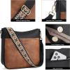 imageBOSTANTEN Crossbody Bags for Women Trendy Vegan Leather Hobo Purses Shoulder Handbags With Wide Shoulder StrapA12black With Brown