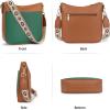imageBOSTANTEN Crossbody Bags for Women Trendy Vegan Leather Hobo Purses Shoulder Handbags With Wide Shoulder StrapA13brown With Green
