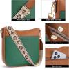 imageBOSTANTEN Crossbody Bags for Women Trendy Vegan Leather Hobo Purses Shoulder Handbags With Wide Shoulder StrapA13brown With Green