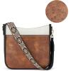 imageBOSTANTEN Crossbody Bags for Women Trendy Vegan Leather Hobo Purses Shoulder Handbags With Wide Shoulder StrapA15brown White With Black