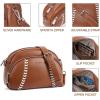 imageBOSTANTEN Crossbody Purses for Women Small Shoulder Bag Vegan Leather Baseball Handbags with Adjustable StrapBeige With Brown