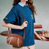 imageBOSTANTEN Crossbody Purses for Women Small Shoulder Bag Vegan Leather Baseball Handbags with Adjustable StrapBeige With Brown