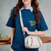 imageBOSTANTEN Crossbody Purses for Women Small Shoulder Bag Vegan Leather Baseball Handbags with Adjustable StrapBeige With Red