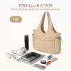 imageBOSTANTEN Puffer Tote Bag for Women Travel Tote Bag with Trolley Sleeve Lightweight Quilted Laptop Nurse Bag with ZipperKhaki