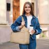 imageBOSTANTEN Puffer Tote Bag for Women Travel Tote Bag with Trolley Sleeve Lightweight Quilted Laptop Nurse Bag with ZipperKhaki