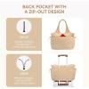 imageBOSTANTEN Puffer Tote Bag for Women Travel Tote Bag with Trolley Sleeve Lightweight Quilted Laptop Nurse Bag with ZipperKhaki