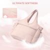 imageBOSTANTEN Puffer Tote Bag for Women Travel Tote Bag with Trolley Sleeve Lightweight Quilted Laptop Nurse Bag with ZipperPink