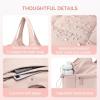 imageBOSTANTEN Puffer Tote Bag for Women Travel Tote Bag with Trolley Sleeve Lightweight Quilted Laptop Nurse Bag with ZipperPink